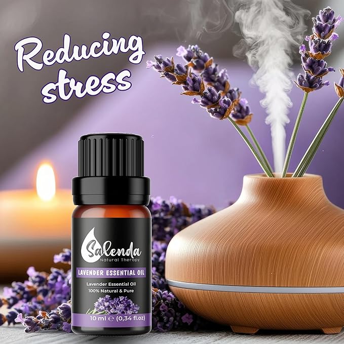 Lavender Essential Oil by Salenda - 100% Pure, for Diffuser, Massage, Skin & Hair Care - 0.34 Fl Oz (10 ml)