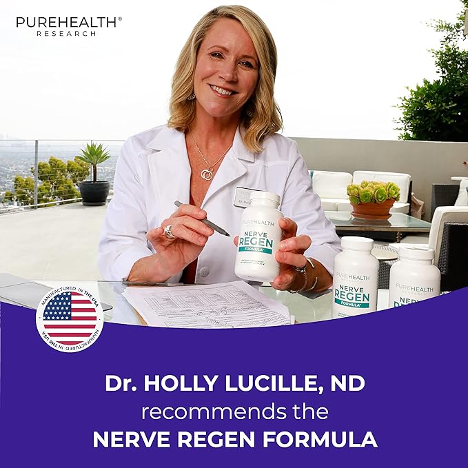PUREHEALTH RESEARCH Nerve Regen Formula - Nerve Renew for Numbness, Tingling and Burning with R Alpha Lipoic Acid, Benfotiamine 300mg & Passion Flower Extract - Ala Nerve Support Supplement, 6 Bottles