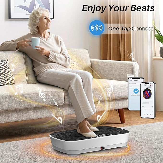 Vibration Plate Exercise Machine - 99 Speeds, 400LBS Capacity Quiet Whole Body Vibration Platform for Weight Loss & Lymphatic Drainage with Bluetooth Music, Remote & Touchscreen Control
