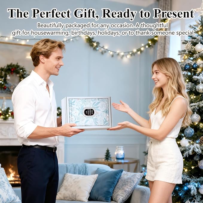 Lake Blue Candles for Home Scented, 6 Pack of 5.5 Oz Natural Soy Wax Candles in Decorative Glass, Home Aromatherapy Gifts Sets for Women Birthday Christmas Refresh & Relaxation