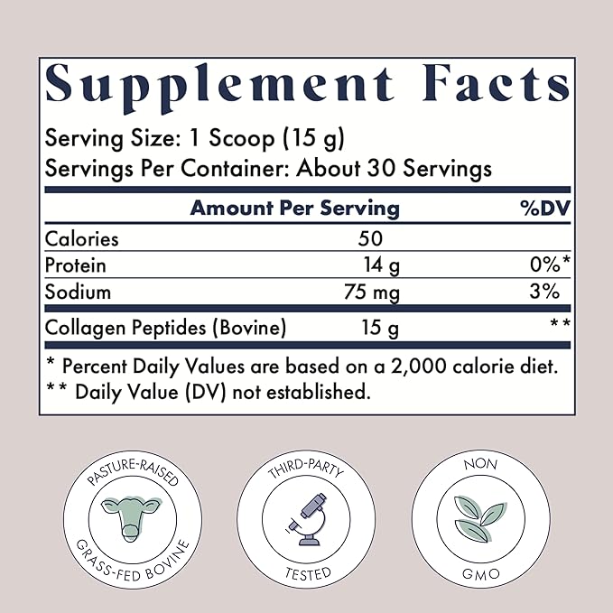 FullWell New Hydrolyzed Collagen Peptides, Breastfeeding & Pregnancy Safe Grass-Fed Collagen Powder for Women, 15g Unflavored Collagen, 30 Servings