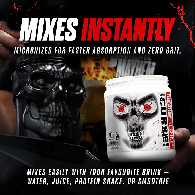 JNX SPORTS The Curse! Creatine Monohydrate Powder 60 Servings | Pure Micronized Creatine 5g Per Serving | 300g - 10.6 Ounce