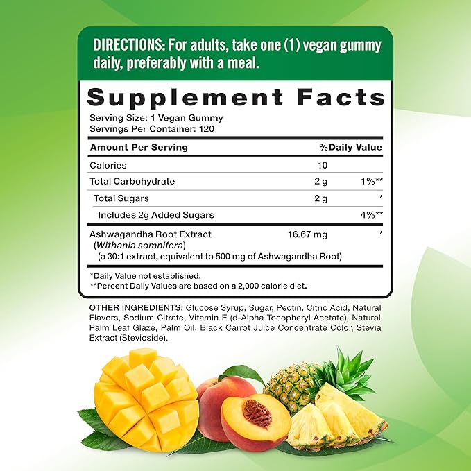 Nature's Truth Ashwagandha Gummies | 120 Count | Tropical Flavor | Vegan, Non-GMO & Gluten Free Supplement