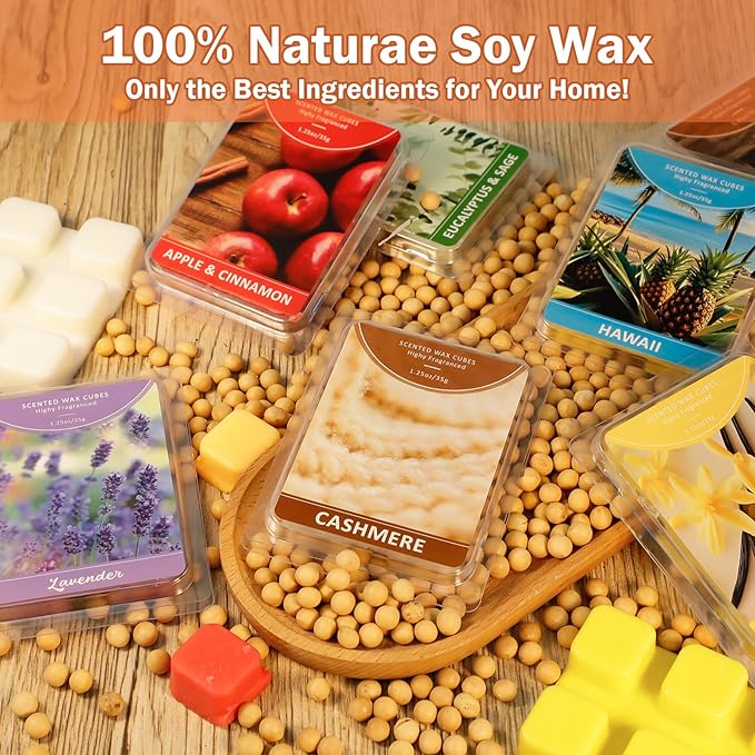 SCENTORINI Wax Melts, Wax Cubes Strong Scent, 12 Pack, Scented Wax Melts for Warmer, Home, Office, Relaxation