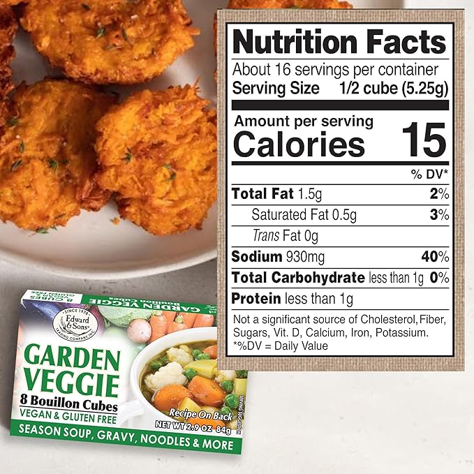Edward & Sons Vegan Chicken Beef Vegetable Bouillon Cubes - Vegan Broth, Gluten Free Stock, No Trans Fat, Use in Soups, Stews and Pilafs (8 Cubes of Each)