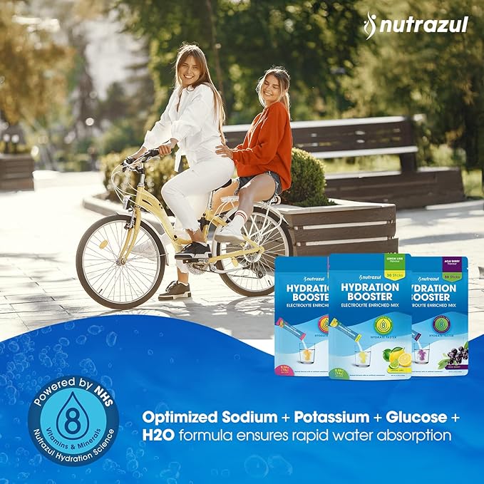 nutrazul Hydration Booster 30 Sticks | Supports Rapid Hydration | Electrolyte Enriched Mix | No Artificial Sweeteners | Passion Fruit Flavour| Vegan, Gluten-Free, Non-GMO