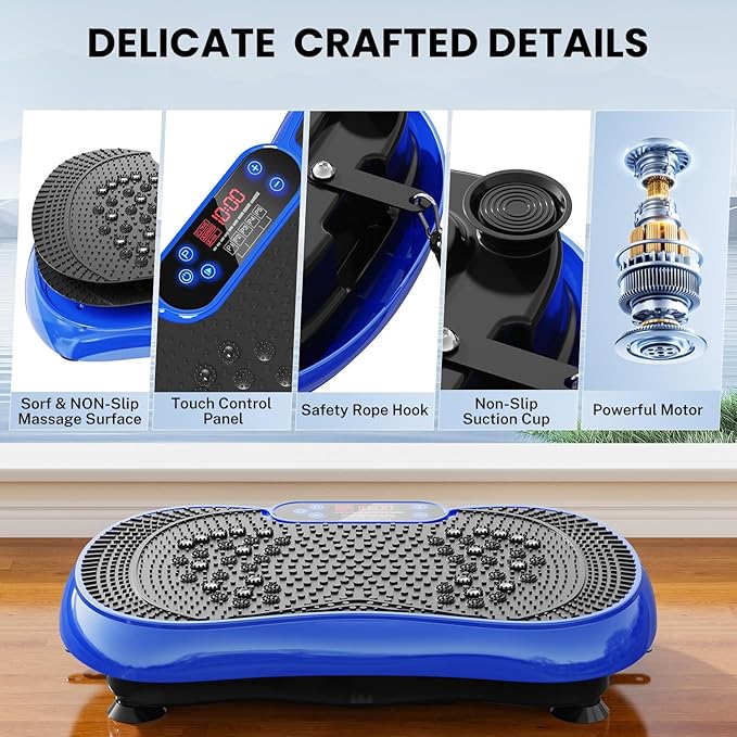 Vibration Plate Exercise Machine, Lymphatic Drainage Machine for Weight Loss, 100-Speed Platform with Remote & Bands, Quiet Full Body Vibrating Plate 500 Lbs Capacity Fitness Platform