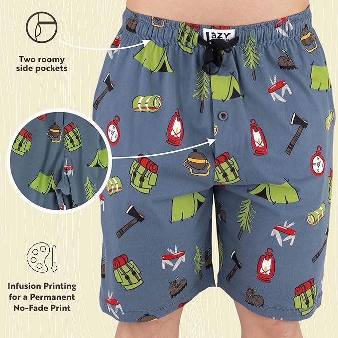 Lazy One Pajama Shorts for Men, Men's Pajama Bottoms, Sleepwear