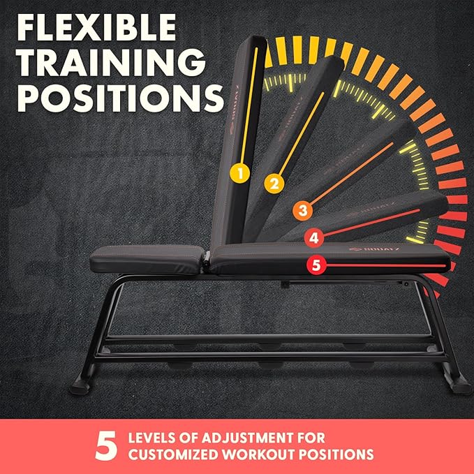 SQUATZ Adjustable Bench for Home Gym - Versatile Weight Bench for Men & Women - Ergonomic Workout Bench for Bench Press & Full Body Exercise - Heavy-Duty Steel, Non-Slip Design
