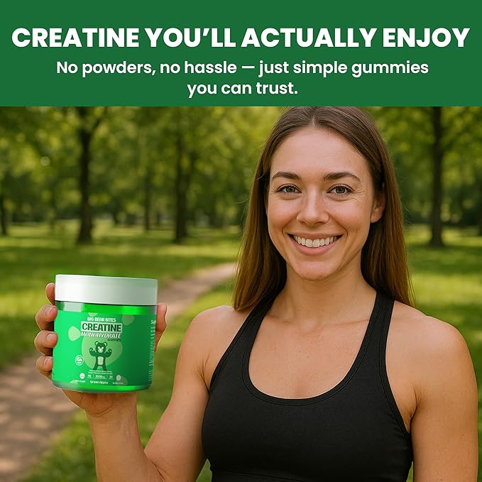Creatine Monohydrate Gummies for Men & Women | 5000mg of Creatine Gummies per Serving | Sugar, Gluten Free & Halal | Pack of 90 for Pre Workout Support | Green Apple Flavor