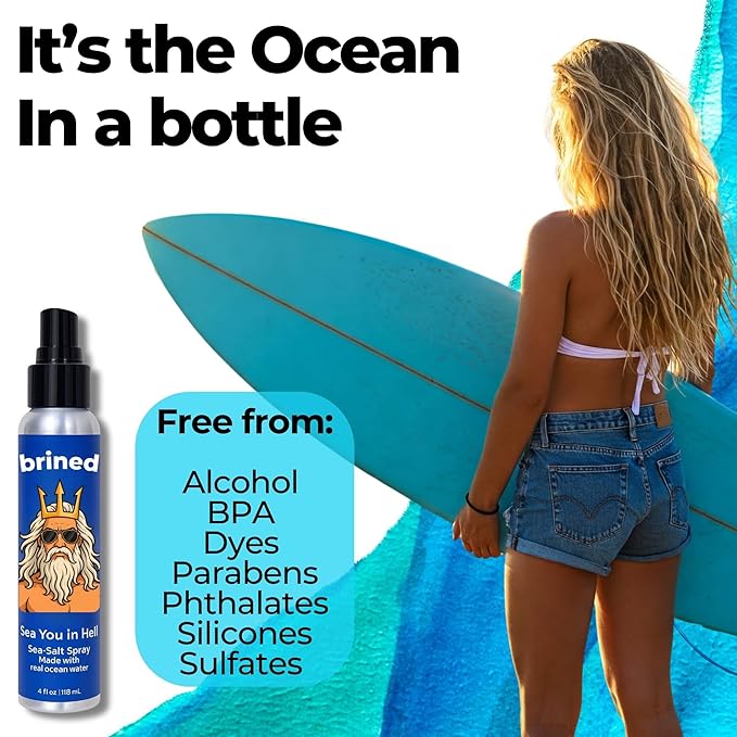 Sea Salt Spray for Hair Men & Women | Real Ocean Water Texturizing Spray | Beach Hair, Waves, Volume & Matte Finish | Aloe, Kelp & Vitamin B5 | Sulfate-Free, Paraben-Free | 4oz