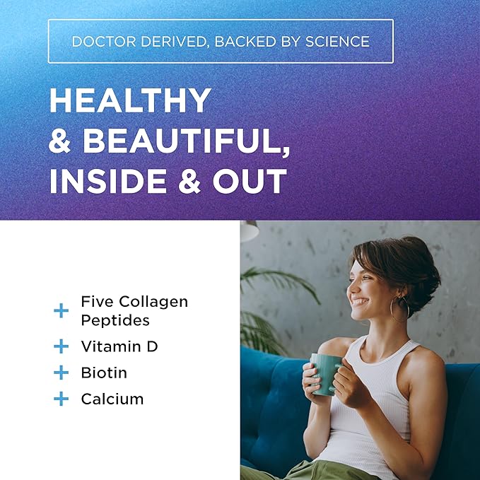 DR. EMIL NUTRITION Multi Collagen Peptides Plus Biotin and Vitamin D | Biotin & Collagen Supplements | Hair Skin & Nails | Biotin Pills Hair Growth | 60 Servings
