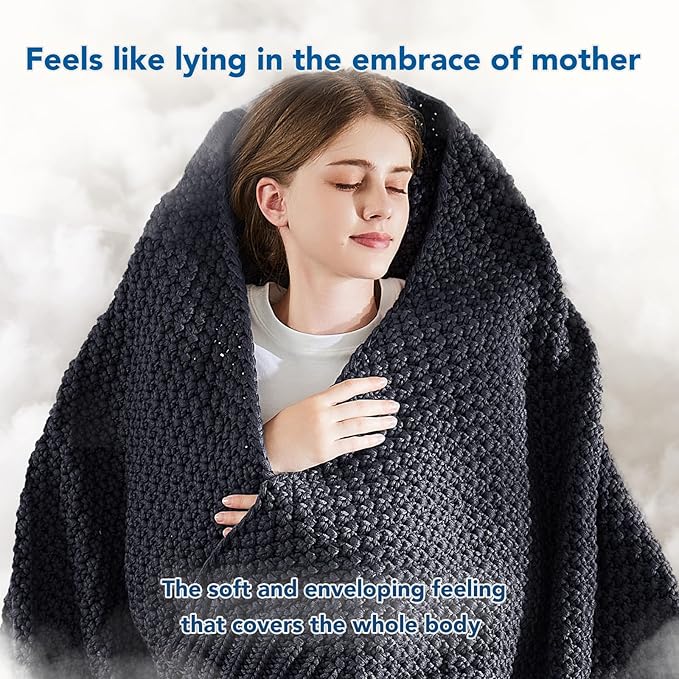 Topcee Knitted Weighted Blanket - 50"x60" 10lbs Cooling Chunky Knit Heavy Blanket for Adults Cable Yarn Knit Decorative No Beads Soft, Cozy and Cooling Weighted Throw Blankets Machine Washable