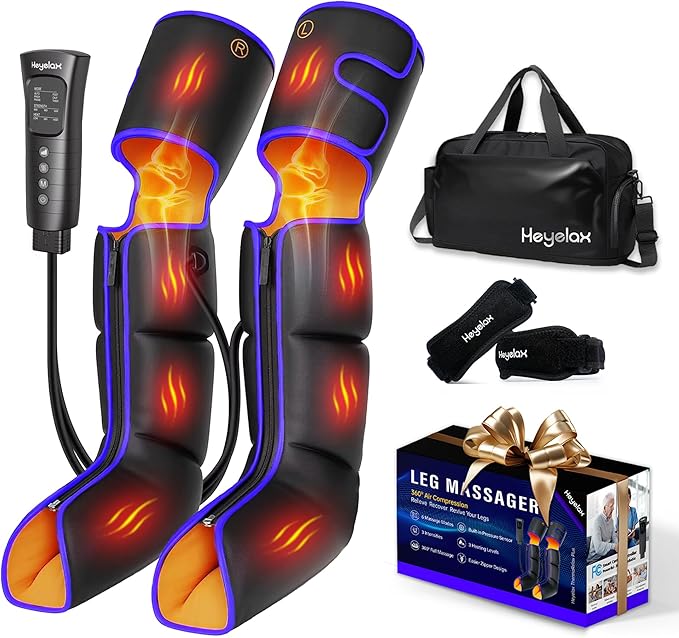 Leg Massager with Heat and Compression,Recovery Boots Sleeve to Reduce Muscle Fatigue, Swelling, Cramping,Leg Compression Massager for Circulation and Pain Relief FSA, Gifts for Women Men (Medium)