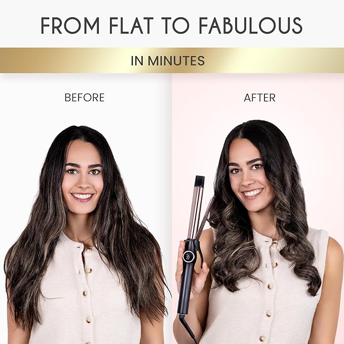 ELLA BELLA® Compact Curling Iron 1 Inch - Professional Curling Wand with Dual Voltage, Titanium Coating, for Long-Lasting Curls and Reliable Styling