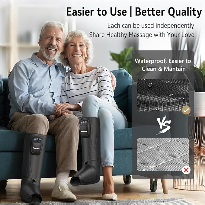 FIT KING Cordless Foot and Leg Massager, Rechargeable Foot and Calf Massage Boots, Portable Compression Boot for Circulation, Pain Relief Recovery After Training, Healthy Travel Gift