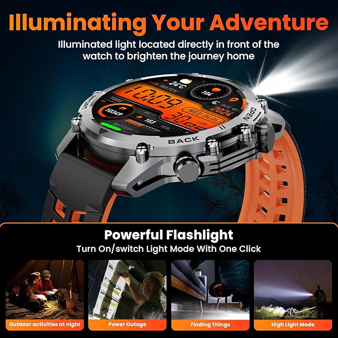 Smart Watch (Call/Notification),1.52'' Military Smart Watches for Men, Two Style Kits,Flashlight,100+Sport Modes/Heart Rate/Sleep Monitor/Pedometer, Fitness Tracker Android Phones iPhone Compatible