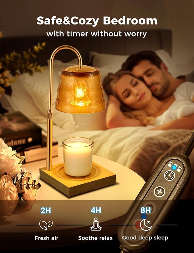 LOHAS Dimmable Candle Warmer Lamp with Timer, Frosted Teal Glass Cover, Versatile Jar Candle and Wax Melter for Bedroom Decor, Gift for New Homeowners