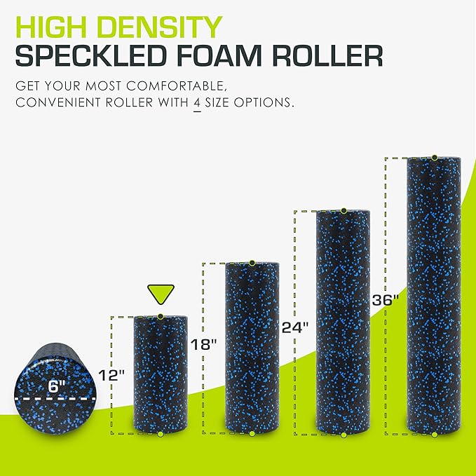 ProsourceFit High Density Foam Rollers 12 - inches Long, Firm Full Body Athletic Massage Tool for Back Stretching, Yoga, Pilates, Post Workout Muscle Recuperation
