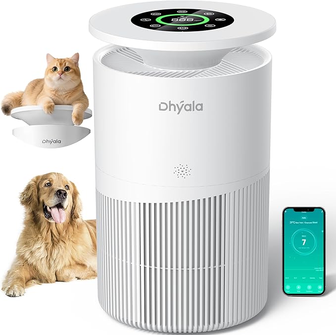 Air Purifier for Home Large Room up to 3620FtΒ², H13 True HEPA Air Purifiers for Home Pet Hair Dander Odor Pollen, Air Cleaner with Smart WiFi, 360Β° Air Intake, Auto Mode, Pet Lock, 22dB Quiet