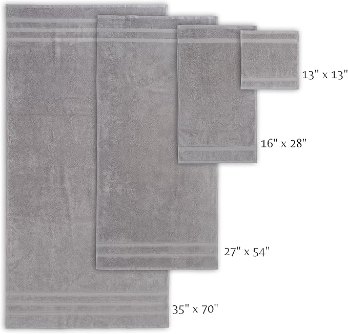 SOFE H&L | Olea Luxury Cotton Turkish Bath Towels Set of 4 Cool Gray | Premium, Soft, Durable, Absorbent | Hotel Quality Plush Towels and Thick Towel Sets