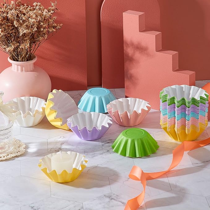 Boao Wax Melt Liners Reusable Wax Warmer Containers Leakproof Cups for Scented Candle, Paper Holders for Electric Pluggable Melter and Burner(Pink, Blue, Green, Yellow, Purple,150 Pieces)