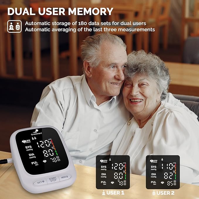 Blood Pressure Monitor Upper Arm Automatic Talking Blood Pressure Cuff, Rechargeable Blood Pressure Monitors for Home Use, Digital Led Display Adjustable 8.7"-16.5" Large Bp Cuff Dual User Model
