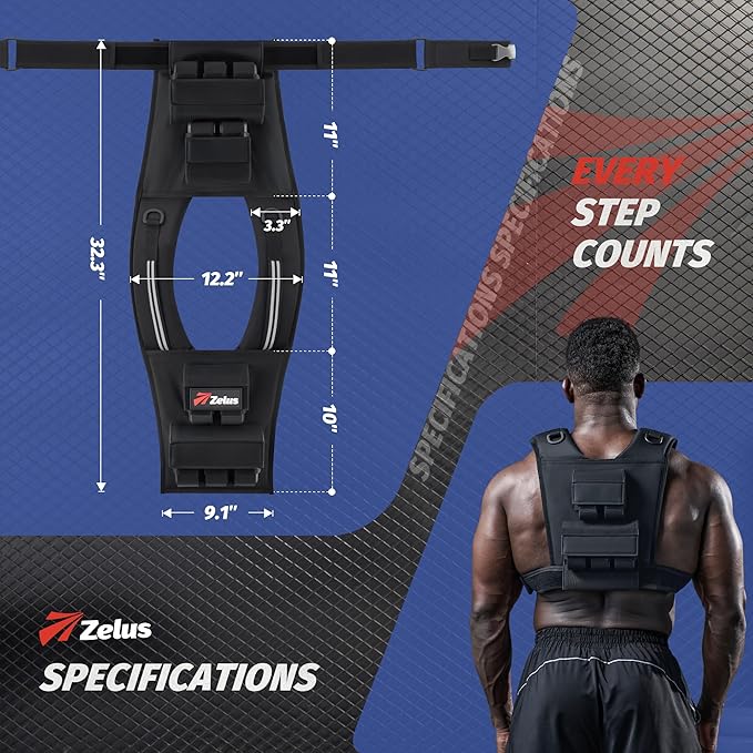 ZELUS Weighted Vest Men, 23/36/45 lb. Weight Vest with 10/16/20 Adjustable Iron Weights for Muscle Building Strength & Functional Training, Weighted Vest for Women with Reflective Strips.
