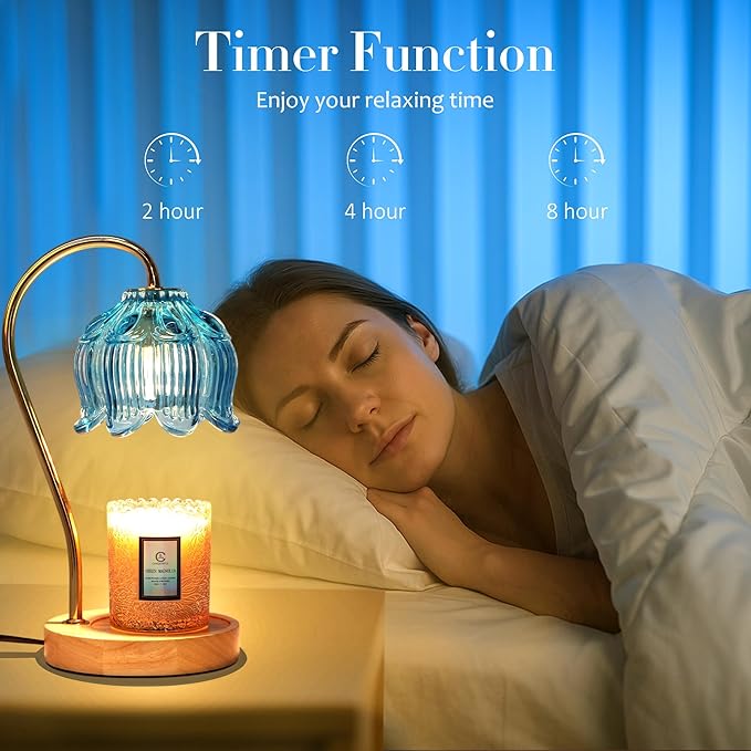 Flower Candle Warmer Lamp with Timer & Dimmer - Fits All Jar Scented Candles - House Warming & Mother's Day Gift for Women,Mom,Her
