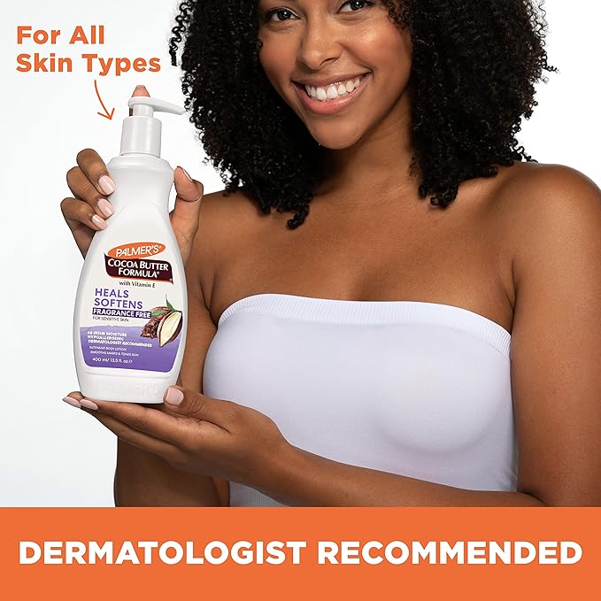 Palmer's Cocoa Butter Formula Daily Skin Therapy Fragrance Free Lotion for Dry Skin, Unscented Body Lotion, Pump Bottle, 13.5 Fl Oz