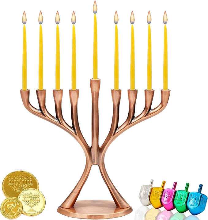 Natural Beeswax Hanukkah Candles, Hand-Made Chanukkah Menorah 45 Yellow Candles for All 8 Nights Fits Most Menorah Burn Time 1-Hour
