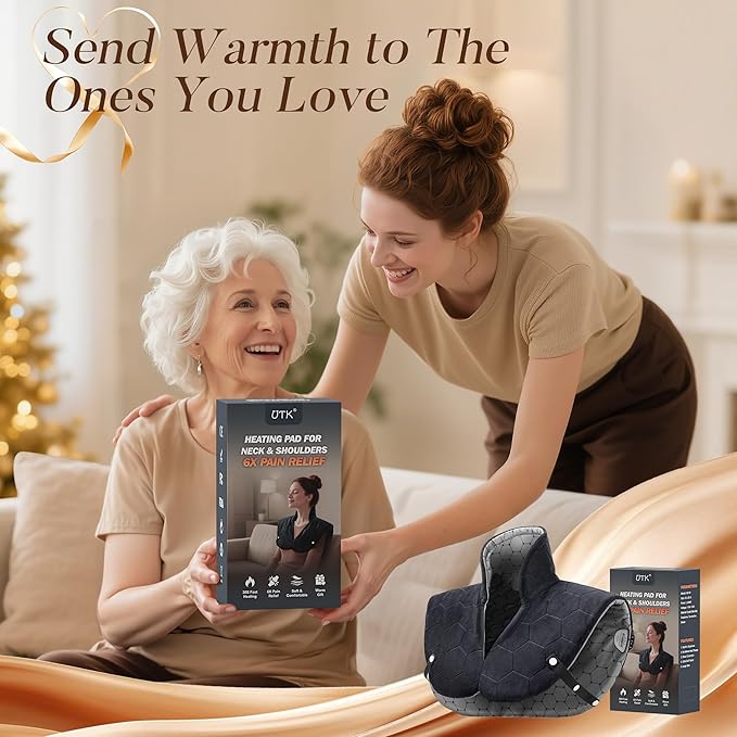 UTK 30s Fast Heating Pad for Neck and Shoulders and Back, 6X Deeper Penetrate, Far Infrared Heated Wrap for Neck and Shoulders Pain Relief, Auto Shut Off, Memory Function, Gifts for Birthday 24"X20"