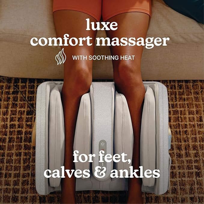 Homedics Luxe Comfort Foot Massager & Calf Massager with Heat, Shiatsu, Deep Kneading, Air Compression, Circulation Boost, Relaxation, Adjustable Modes, Post-Workout Recovery