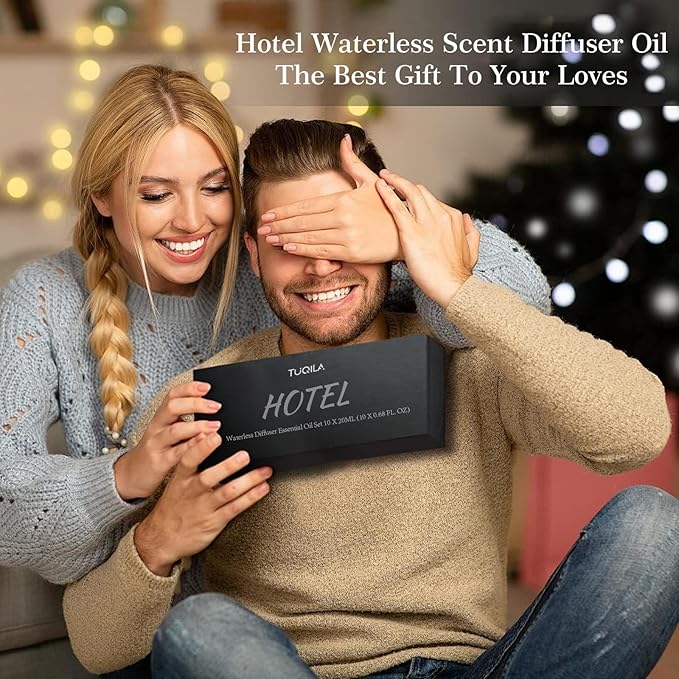 Hotel Luxury Waterless Diffuser Essential Oil Set(10x 20mL), Aroma Scent Oil My Way, Diamond, Hope, White Tea, Olene, Usage Cold Air Diffuser Aromatherapy for Home, Car, Hotel, Office