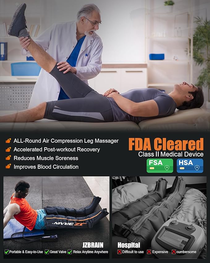 Sequential Air Compression Recovery System : Professional Full Leg Compression Boots for Circulation and Pain Relief - Sequential Device for Muscle Relaxation - for Athletes, Women, Men