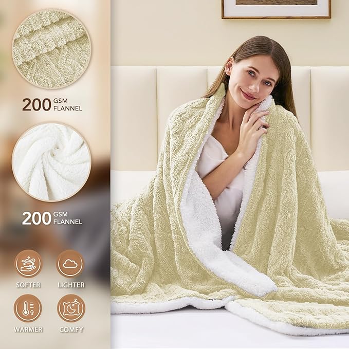 Homemate Electric Heated Blanket Full - 72"x84" Heating Bed Blankets Throw with 10 Heating Levels 8 Hours Auto Off Fast Heating Over-Heated Protection Ultra Soft Warm Flannel ETL Certified