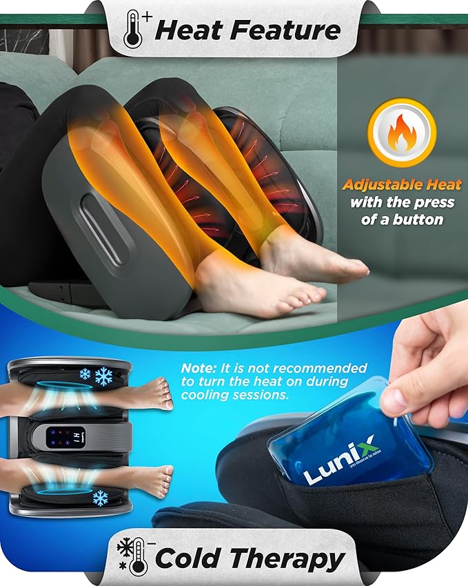 Lunix LX20 Foot Massager for Pain Relief and Circulation, Foot and Calf Shiatsu Massager for Plantar Fasciitis and Neuropathy with Heat, Ankle Therapy Device