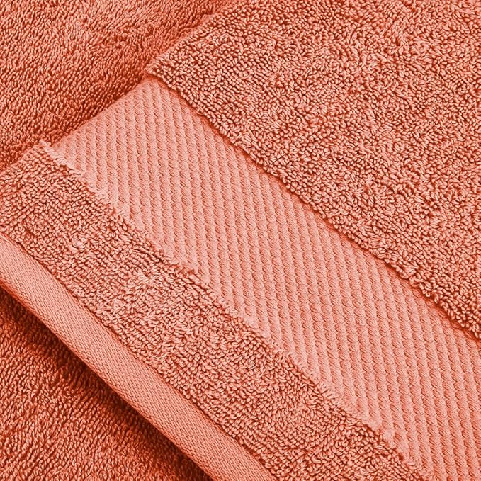 BIOWEAVES 100% Organic Cotton 700 GSM Plush 6-Piece Premium Towel Set GOTS Certified, 2 Bath Towels, 2 Hand Towels & 2 Washcloths - Burnt Orange
