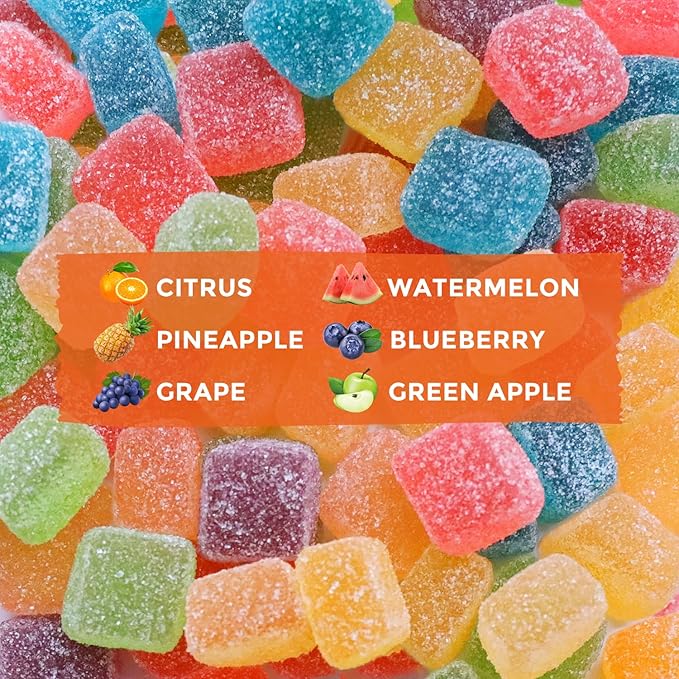 HOOLOO Hemp Gummies Extra Strength for Adults - 6 Fruity Flavors Infused Vitamins, Omega 3, Chewable Gummy for Deep Bedtimes, Focus, Unwind, Pack of 4, Made in USA