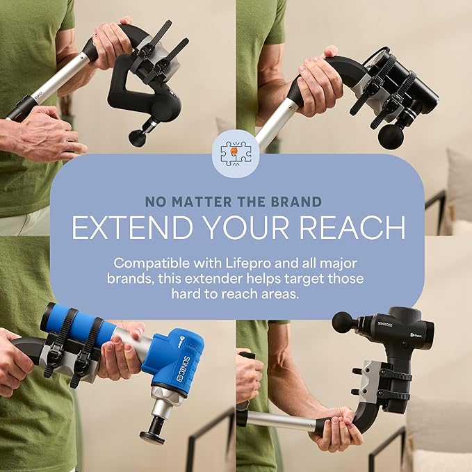 LifePro Massage Gun & Holder (Sold Separately) – Percussion Muscle Massager for Athletes with 8 Heads & 6 Speeds – Deep Tissue Back Muscle Extender for Recovery