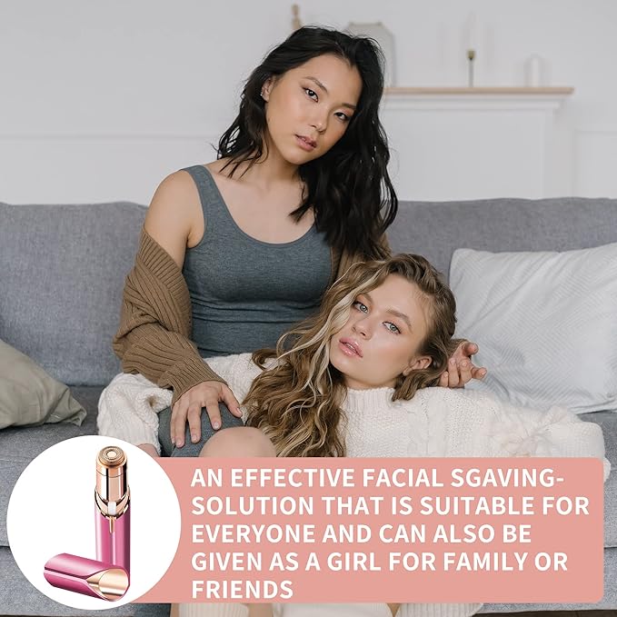 Facial Hair Remover for Women- as Seen on TV Painless Face Shaver -Mini Hair Remover, Electric Razor Shaver Portable Bikini Epilator for Lips, Chin, Armpit, Peach Fuzz, Fingers, Neck, Cheek (Rose red)