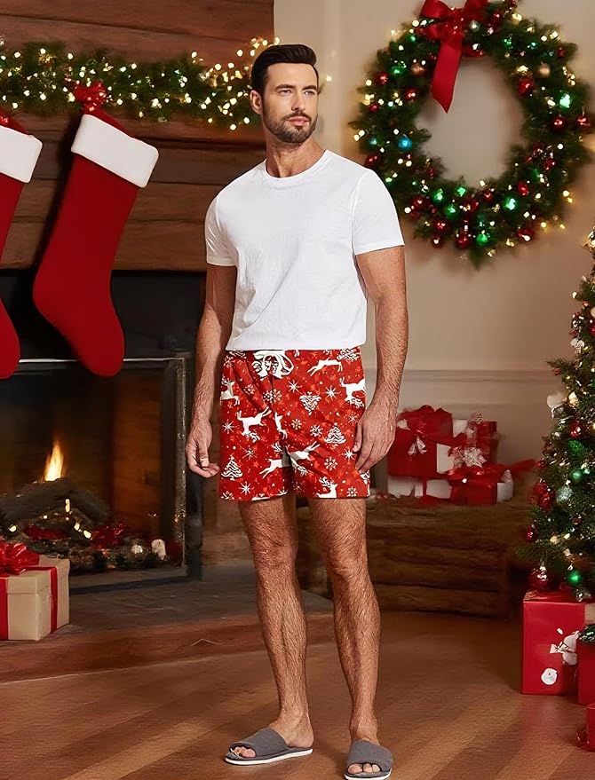 Deyeek 5.5 Inch Mens Pajama Shorts Sleep Cotton Lounge PJ Lightweight Elastic Waist Drawstring Nightwear Bottom with Pockets