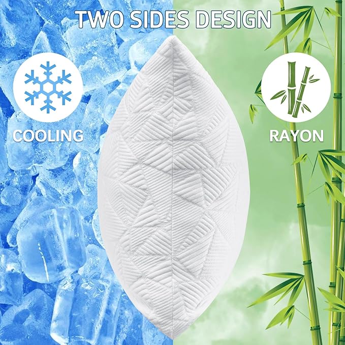 BETU Cooling Pillows Standard Size Set of 4, Shredded Memory Foam Bed Pillows,Adjustable Firm Support Cool Pillow for Neck Pain and Side Sleeping,White