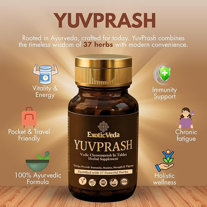 Yuvprash – Sugar-Free Chyawanprash Tablets – Ayurvedic Multivitamin for Men & Women with 37 Herbs | Supports Immunity, Strength, Energy, Stamina, Vigour & Vitality | 60 Tablets