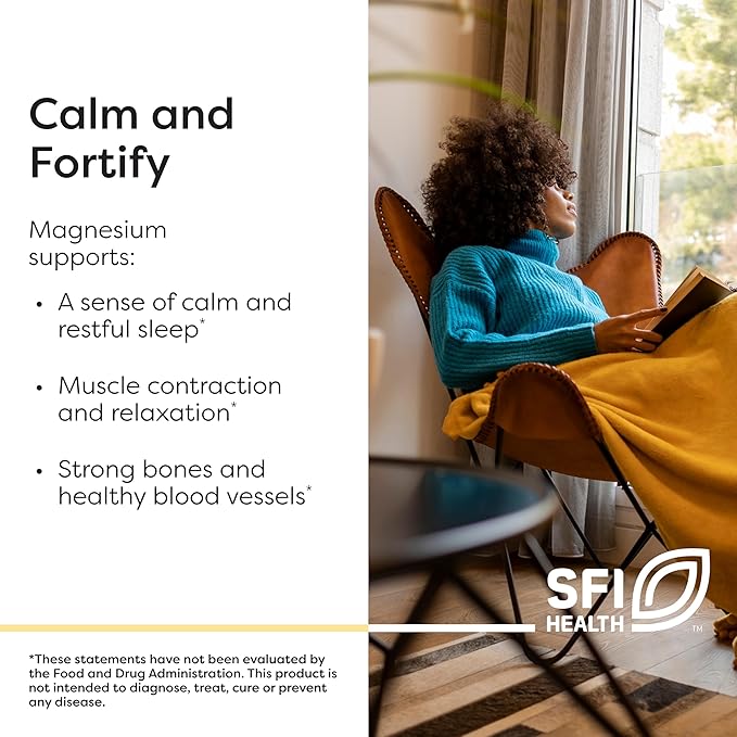 Klaire Labs SFI Health Magnesium Glycinate Complex - Chelated Magnesium Blend for Optimal Absorption - Supports Healthy Bones, Muscles & Energy Levels - Gentle on Digestion (100 Capsules)