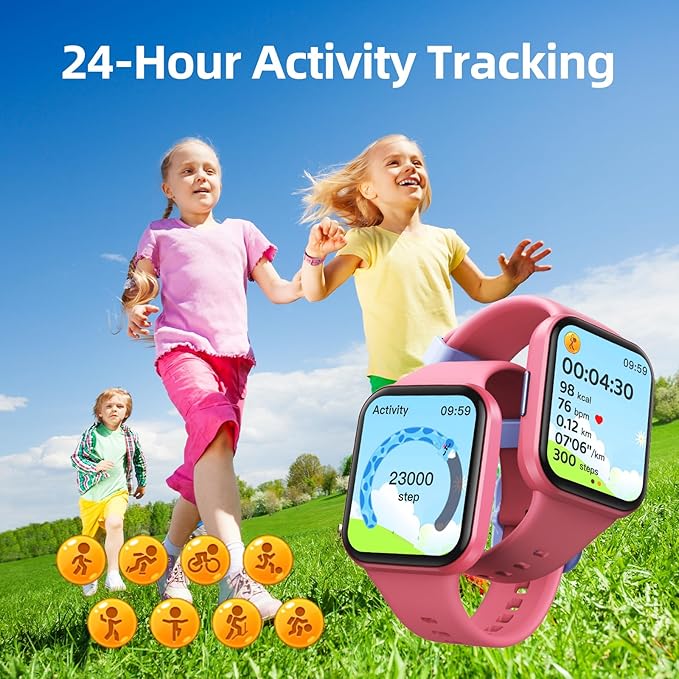 Parsonver Kids Smart Watch with Parent-Child Task & Reward System, Fun Fitness Tracker with 20 Sports Modes, Heart Rate & Sleep Monitor, IP68 Waterproof, Great Birthday Gifts for Boys Girls 5-16, Pink
