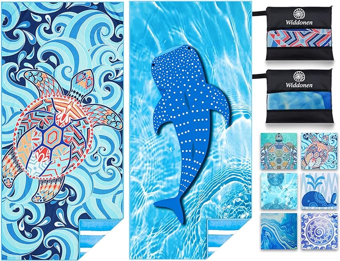 Microfiber Thin Lightweight Beach Towel Sand Free Quick Dry Absorbent Compact Towels for Swimming Pool Camping Beach Accessories Large Easy Pack Travel Things for Vacation Essentials Adult Gift