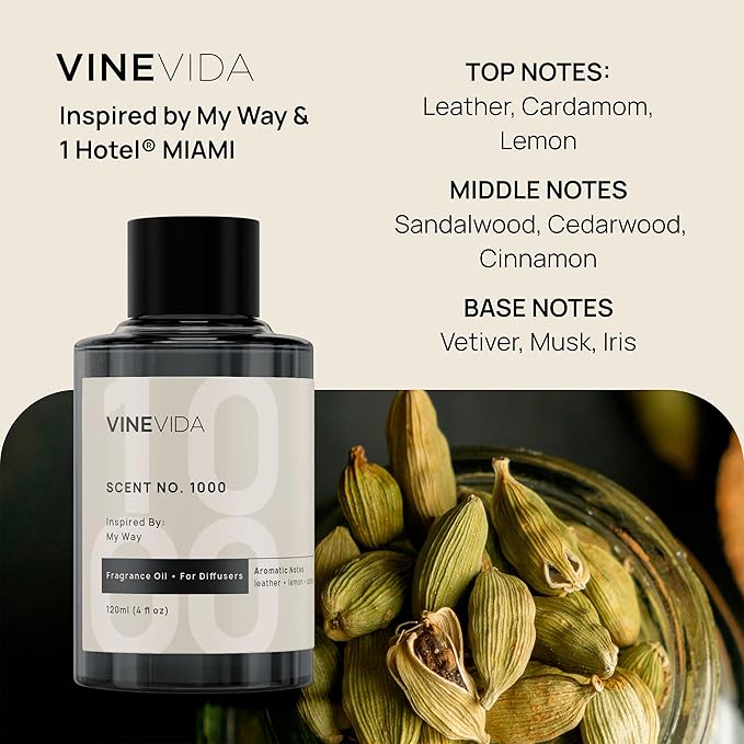 VINEVIDA (Pack of 4) Hotel Fragrance Collection Diffuser Oil - Hotel Scents Diffusers for Home - Cold Air Diffuser Oil - Hotel Scent Essential Oil, Diffuser Scents No. 1000, No.1001, No.1007, No.1003