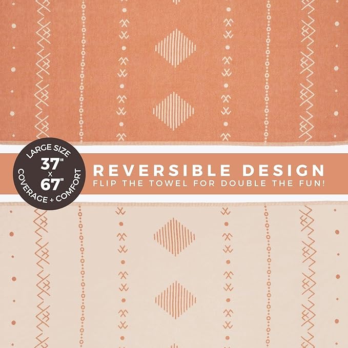 FESHKA Sand Proof Turkish Beach Towel – Oversized, Quick Dry & Lightweight Travel Towel - 100% Organic Cotton Beach Blanket - Perfect for Bath, Pool & Picnic | Gingerbread (Rust)