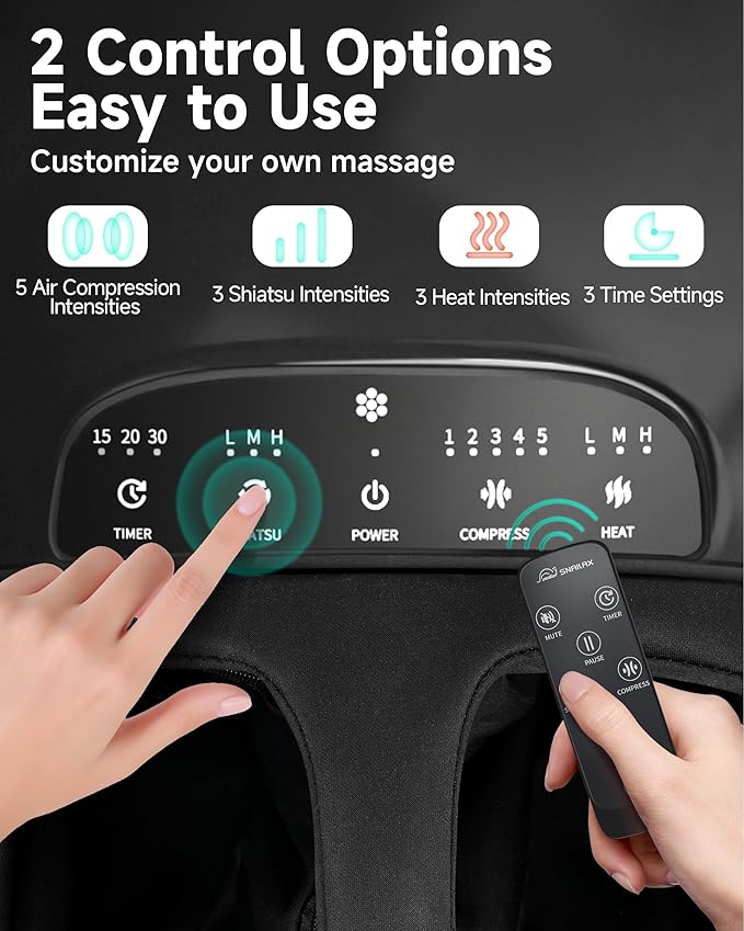 Snailax Shiatsu Foot Massager Plantar Fasciitis Neuropathy,Large Size Up 15 Feet Massage Machine with Heat,Kneading,Rolling,Scratch,Remote Control,Feet Warmer/Heater,Gifts for Men